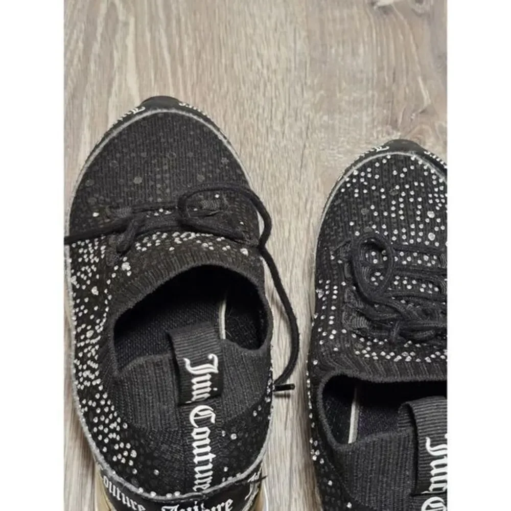 Juicy Couture‎ Bellamy Black Rhinestone Lace-up Sneakers Size 6 - Picture 9 of 13